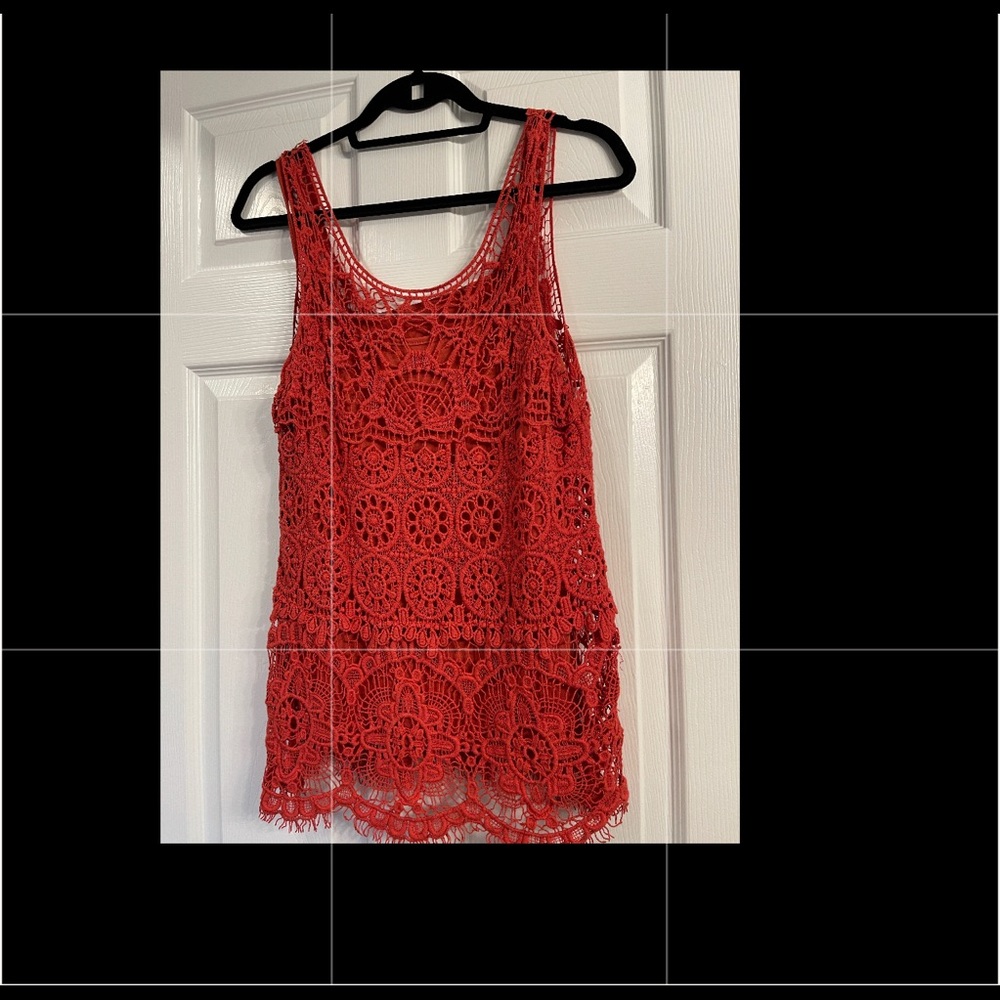 Salmon color crocheted top with camisole